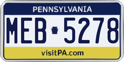 PA license plate MEB5278
