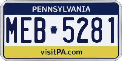 PA license plate MEB5281