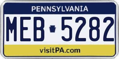 PA license plate MEB5282