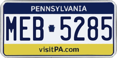 PA license plate MEB5285