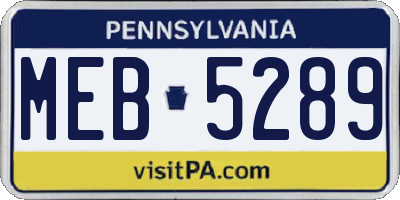 PA license plate MEB5289