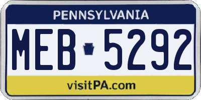 PA license plate MEB5292