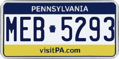 PA license plate MEB5293