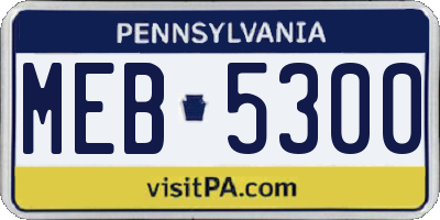 PA license plate MEB5300