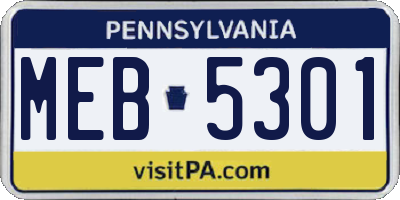 PA license plate MEB5301