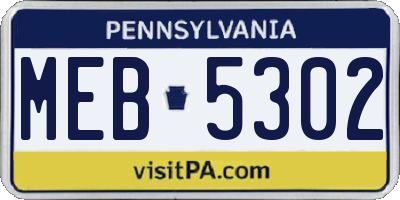 PA license plate MEB5302