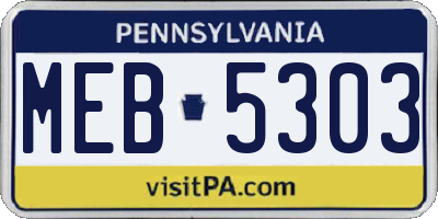 PA license plate MEB5303