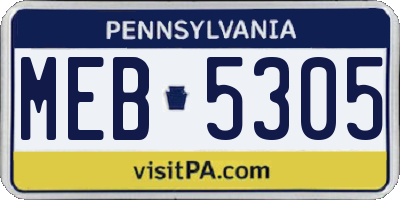 PA license plate MEB5305