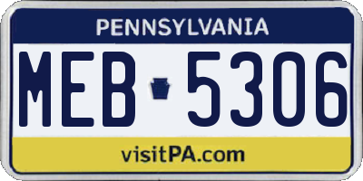 PA license plate MEB5306