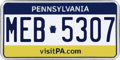 PA license plate MEB5307