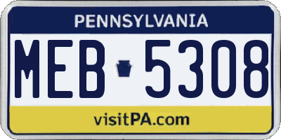 PA license plate MEB5308