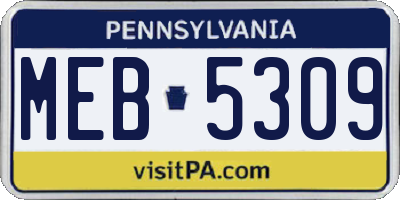 PA license plate MEB5309