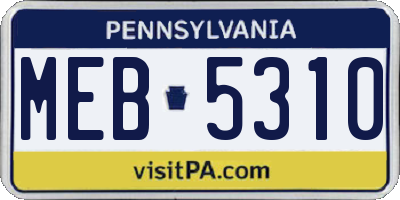 PA license plate MEB5310