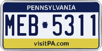 PA license plate MEB5311