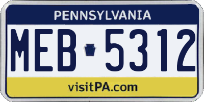 PA license plate MEB5312