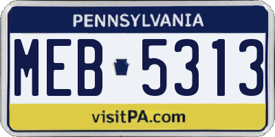 PA license plate MEB5313