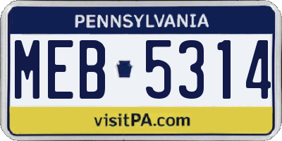 PA license plate MEB5314