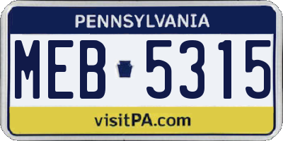 PA license plate MEB5315