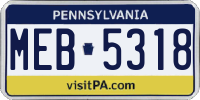 PA license plate MEB5318