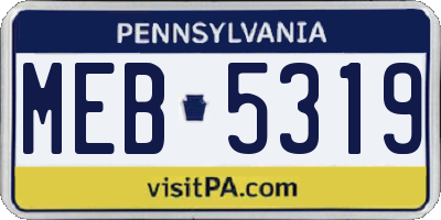 PA license plate MEB5319
