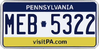 PA license plate MEB5322