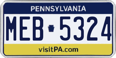 PA license plate MEB5324