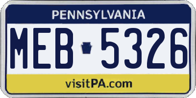PA license plate MEB5326