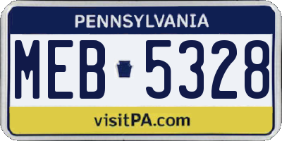 PA license plate MEB5328