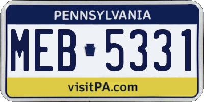 PA license plate MEB5331