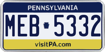 PA license plate MEB5332