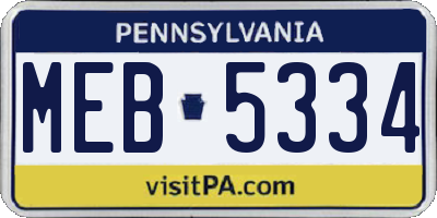 PA license plate MEB5334