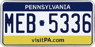 PA license plate MEB5336
