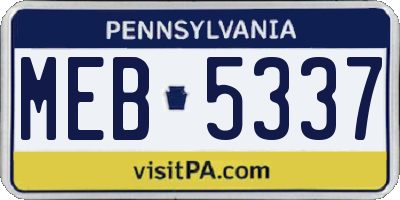 PA license plate MEB5337