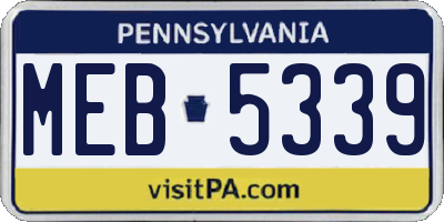 PA license plate MEB5339