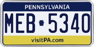 PA license plate MEB5340