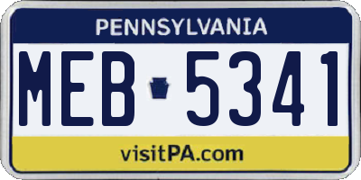 PA license plate MEB5341