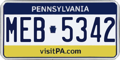 PA license plate MEB5342