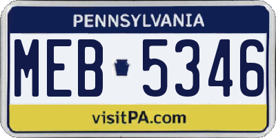 PA license plate MEB5346