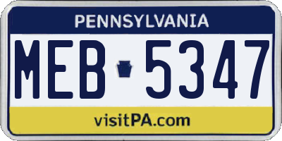 PA license plate MEB5347