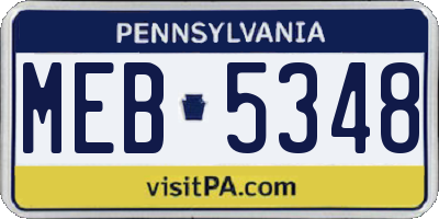 PA license plate MEB5348