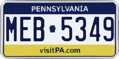PA license plate MEB5349