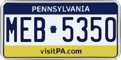 PA license plate MEB5350
