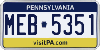 PA license plate MEB5351