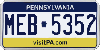 PA license plate MEB5352