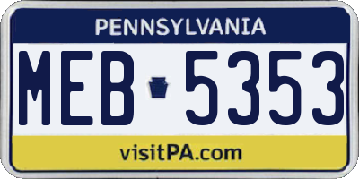 PA license plate MEB5353