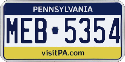 PA license plate MEB5354