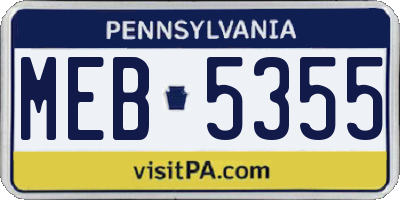 PA license plate MEB5355