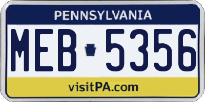 PA license plate MEB5356