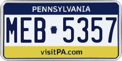 PA license plate MEB5357