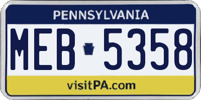PA license plate MEB5358